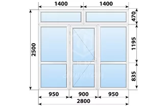 Пластиковая перегородка с дверью 2800x2500